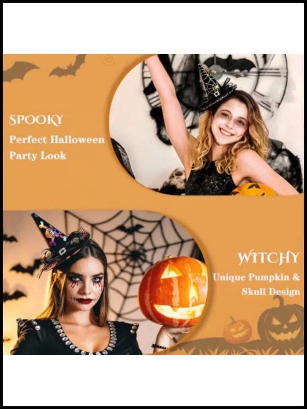 3Pcs Halloween Witch Hat Headbands Bowknot Spider Web Lace Headwear Costume